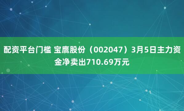 配资平台门槛 宝鹰股份（002047）3月5日主力资金净卖出710.69万元