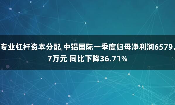 专业杠杆资本分配 中铝国际一季度归母净利润6579.7万元 同比下降36.71%